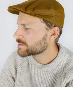 Peregrine - Wax Flat Cap In Mustard Hats&Caps