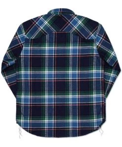 Shirts&Overshirts Benzak - BWS-01 WORK SHIRT 8 Oz. Blue & Green Check Flannel