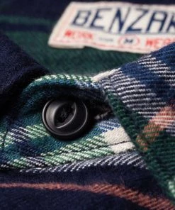 Shirts&Overshirts Benzak - BWS-01 WORK SHIRT 8 Oz. Blue & Green Check Flannel