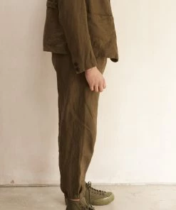 New Workhouse England - Linen Cargo Trousers In Washed Khaki
