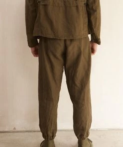 New Workhouse England - Linen Cargo Trousers In Washed Khaki