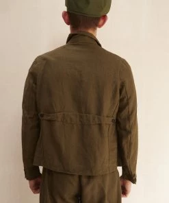 Workhouse England - Calab Pocket Linen Jacket In Washed Khaki New