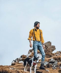 Accessories Bertelles - Selvedge Wide Braces With Cognac Leather - Khaki Green