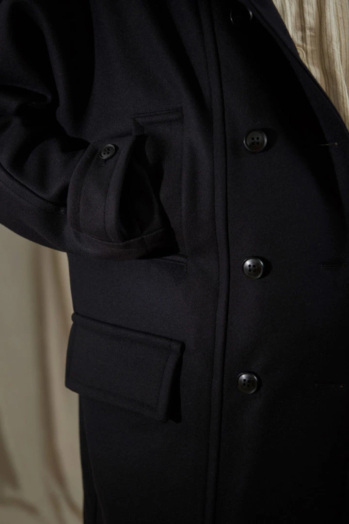 Workhouse England - Fisherman Long Wool Coat In Dark Navy 9 Workhouse England - Fisherman Long Wool Coat In Dark Navy