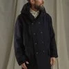 Workhouse England - Fisherman Long Wool Coat In Dark Navy 1 Workhouse England - Fisherman Long Wool Coat In Dark Navy
