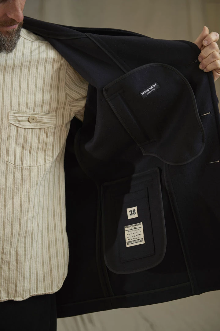 Workhouse England - Fisherman Long Wool Coat In Dark Navy 7 Workhouse England - Fisherman Long Wool Coat In Dark Navy