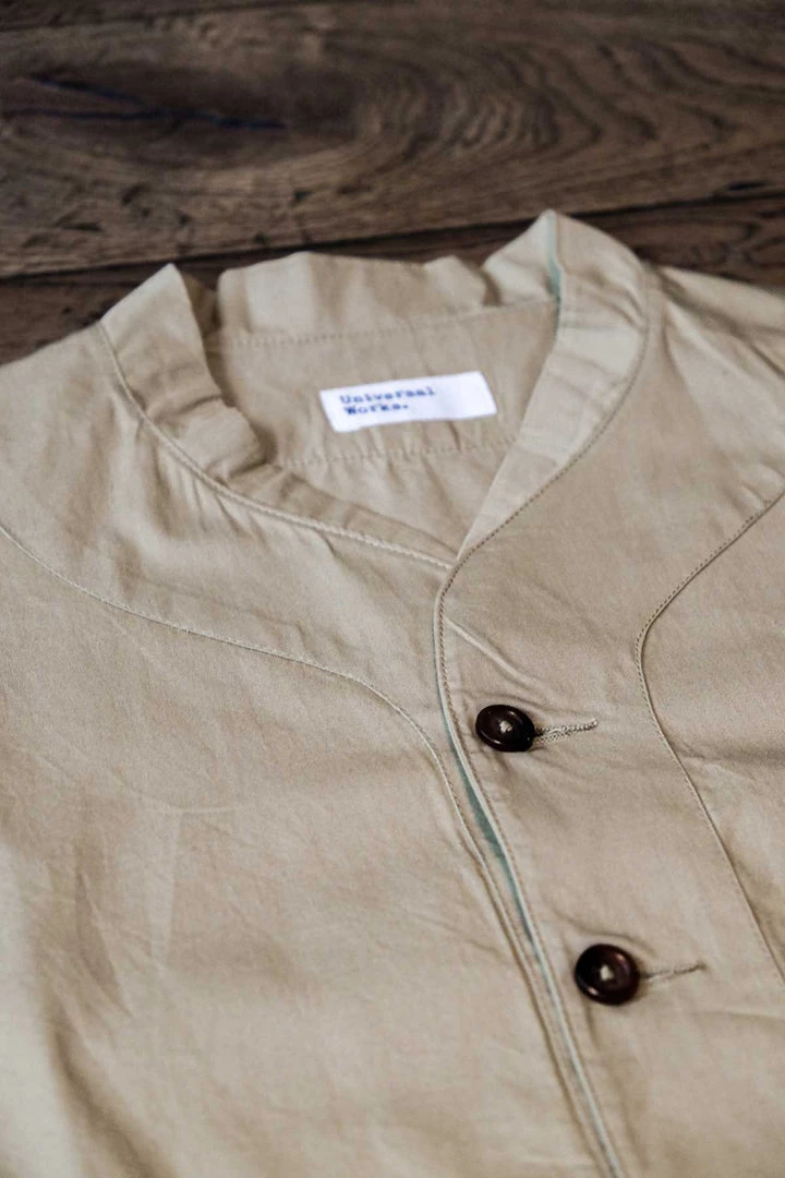 Universal Works - ML Shirt In Tan Fine Twill 6 Universal Works - ML Shirt In Tan Fine Twill