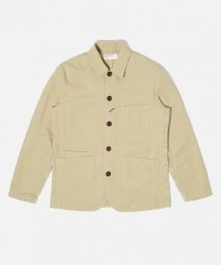 Universal Works Bakers Jacket In Sand Canvas