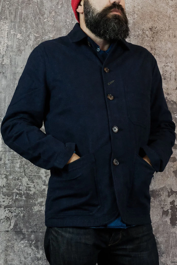 Universal Works - Bakers Chore Jacket In Navy Nebraska Cotton Outerwear&jackets 3 Universal Works - Bakers Chore Jacket In Navy Nebraska Cotton Outerwear&jackets