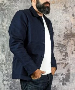 Bleu Blaton - Moleskin Worker Jacket In Blue Mechanic