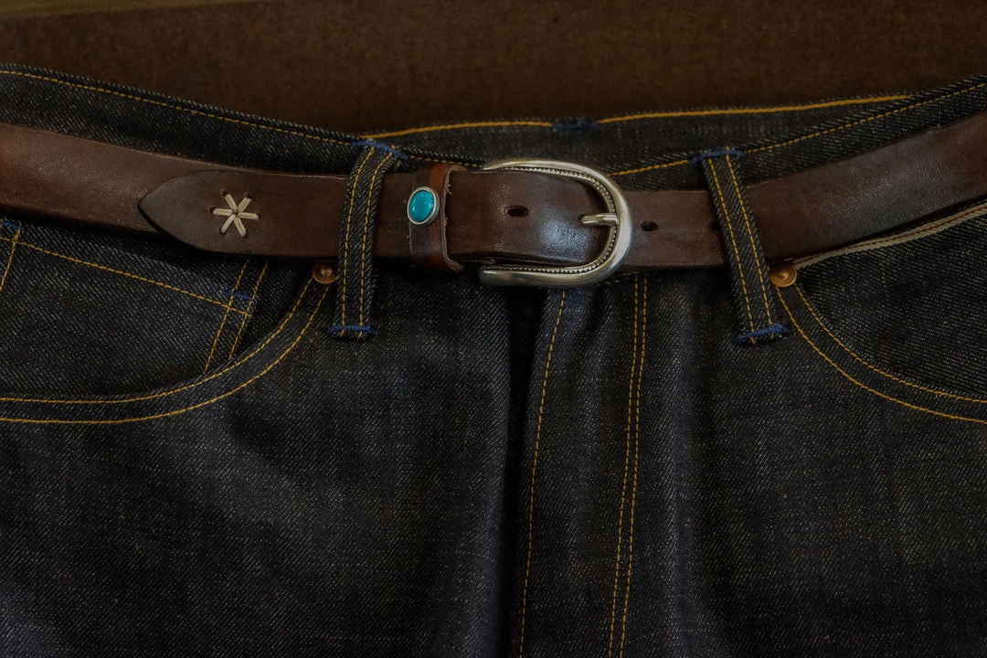 Accessories Alberto Luti - Essential Turquoise Leather Belt In Dark Brown 4 Accessories Alberto Luti - Essential Turquoise Leather Belt In Dark Brown