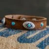 Alberto Luti - Turquoise Bracelet In Suede Tobacco Leather Accessories 1 Alberto Luti - Turquoise Bracelet In Suede Tobacco Leather Accessories