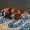 Accessories Alberto Luti - Turquoise Bracelet In Cognac Leather