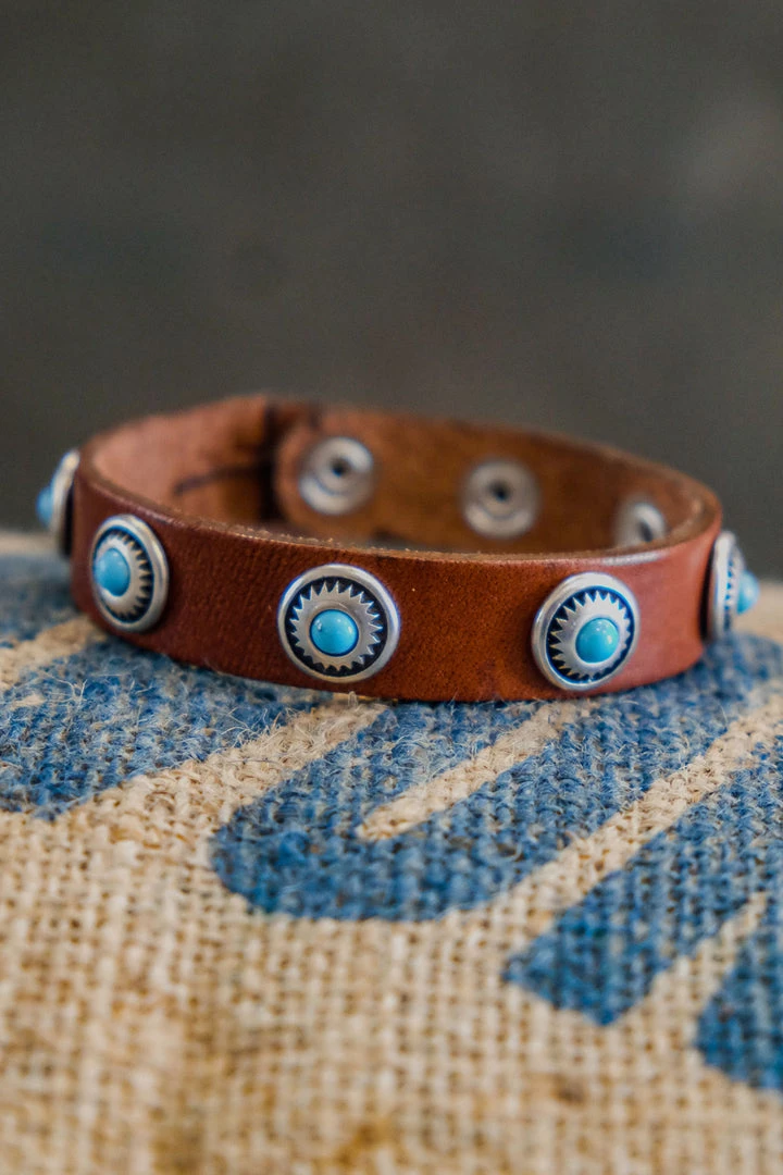 Accessories Alberto Luti - Turquoise Bracelet In Cognac Leather 3 Accessories Alberto Luti - Turquoise Bracelet In Cognac Leather