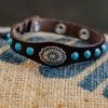 Accessories Alberto Luti - Turquoise Bracelet In Dark Brown Leather