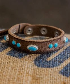 Alberto Luti - Turquoise Dots Bracelet In Suede Leather Accessories