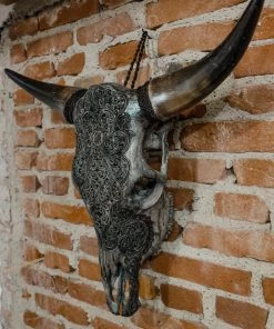 Antiques Antiques&Collectibles Hand Engraved Gray Bull Skull With Unique Horns 13 Antiques Antiques&Collectibles Hand Engraved Gray Bull Skull With Unique Horns