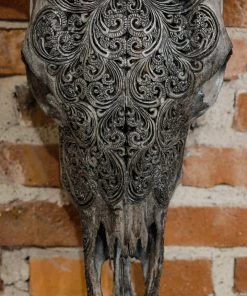 Antiques Antiques&Collectibles Hand Engraved Gray Bull Skull With Unique Horns 14 Antiques Antiques&Collectibles Hand Engraved Gray Bull Skull With Unique Horns