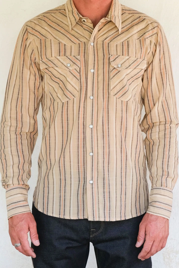 Freenote Cloth - Calico Tan Stripe Western Shirt 5 Freenote Cloth - Calico Tan Stripe Western Shirt