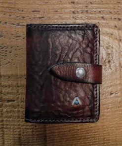 New Alberto Luti - Card Holder With Stud In Dark Brown Leather