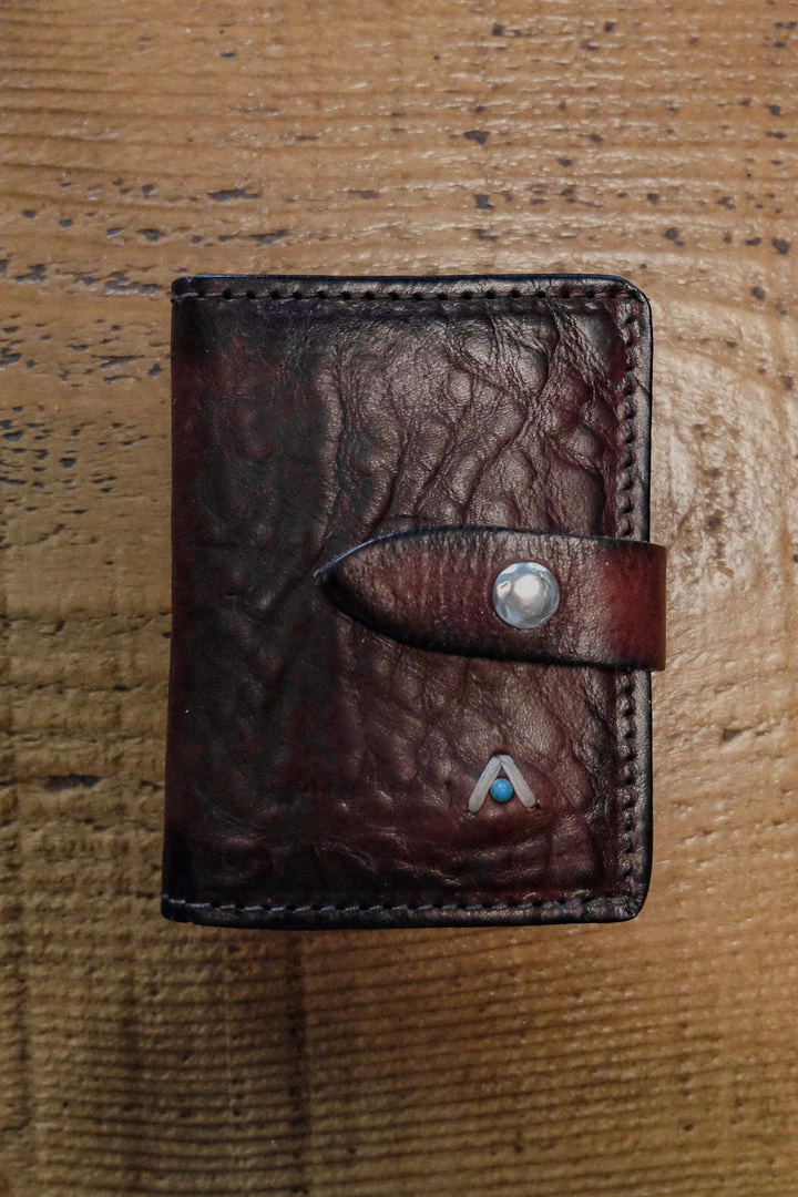 New Alberto Luti - Card Holder With Stud In Dark Brown Leather 3 New Alberto Luti - Card Holder With Stud In Dark Brown Leather