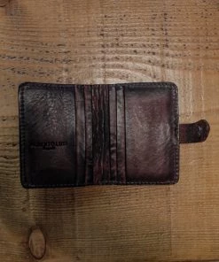 New Alberto Luti - Card Holder With Stud In Dark Brown Leather