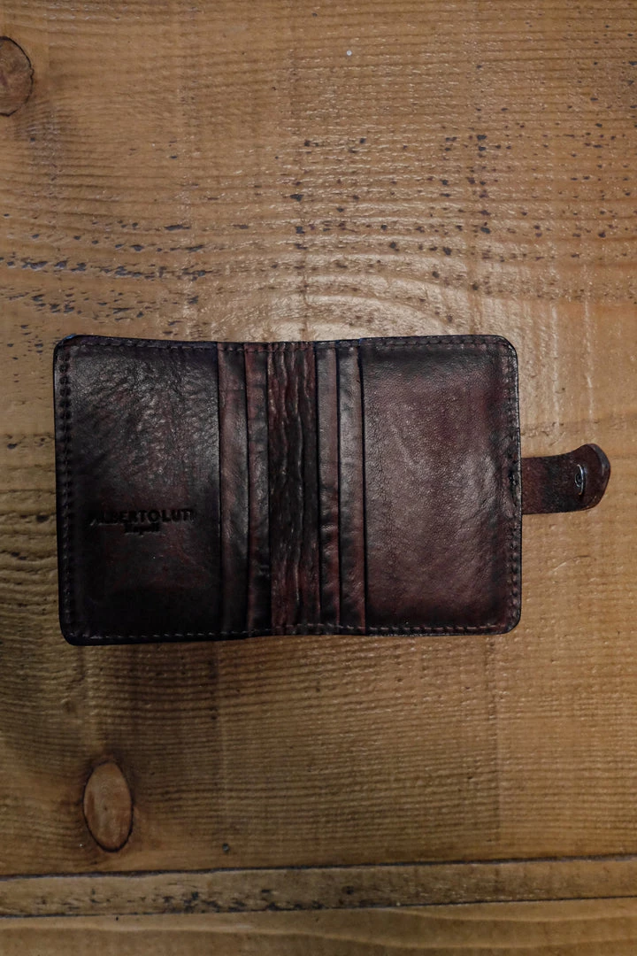 New Alberto Luti - Card Holder With Stud In Dark Brown Leather 4 New Alberto Luti - Card Holder With Stud In Dark Brown Leather