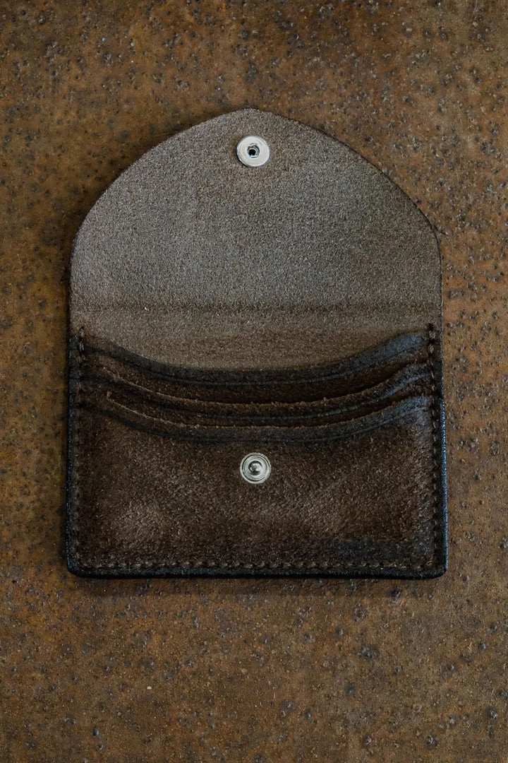 Alberto Luti - Card And Coins Holder In Suede Dark Brown Leather 4 Alberto Luti - Card And Coins Holder In Suede Dark Brown Leather