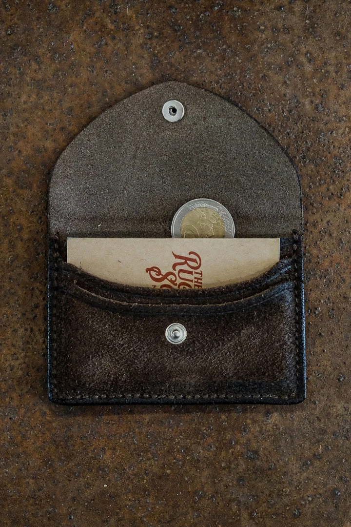 Alberto Luti - Card And Coins Holder In Suede Dark Brown Leather 6 Alberto Luti - Card And Coins Holder In Suede Dark Brown Leather