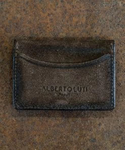 Alberto Luti - Card And Coins Holder In Suede Dark Brown Leather 8 Alberto Luti - Card And Coins Holder In Suede Dark Brown Leather