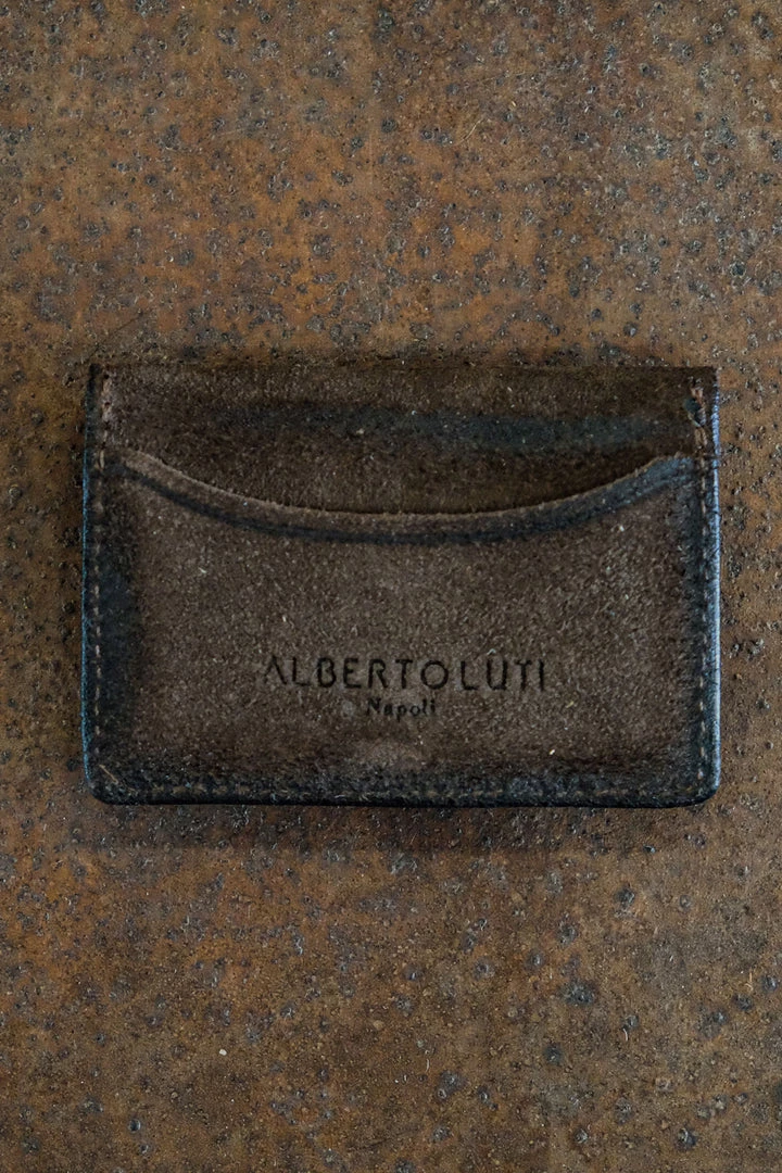 Alberto Luti - Card And Coins Holder In Suede Dark Brown Leather 5 Alberto Luti - Card And Coins Holder In Suede Dark Brown Leather