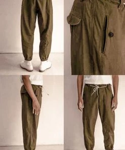 New Workhouse England - Linen Cargo Trousers In Washed Khaki