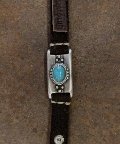 Alberto Luti - Turquoise Bracelet In Dark Brown Leather