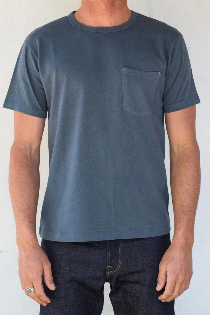 Freenote Cloth - 9 Ounce Pocket Tee - Faded Blue 2 Freenote Cloth - 9 Ounce Pocket Tee - Faded Blue