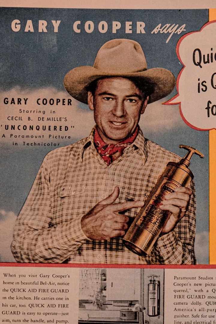 Antiques Antiques&Collectibles 1947 Gary Cooper For Quick Aid Fireguard Vintage Magazine Advertising 3 Antiques Antiques&Collectibles 1947 Gary Cooper For Quick Aid Fireguard Vintage Magazine Advertising
