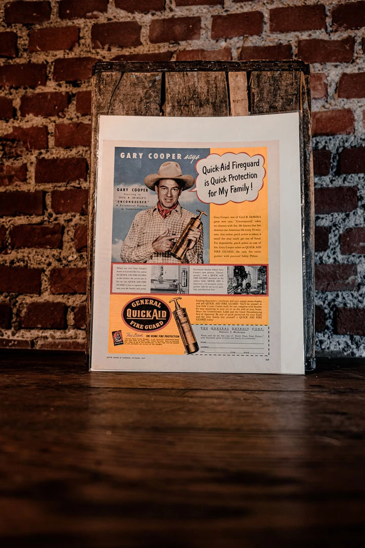 Antiques Antiques&Collectibles 1947 Gary Cooper For Quick Aid Fireguard Vintage Magazine Advertising 4 Antiques Antiques&Collectibles 1947 Gary Cooper For Quick Aid Fireguard Vintage Magazine Advertising