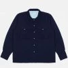 Universal Works - Treck Shirt In Indigo Herringbone Denim New