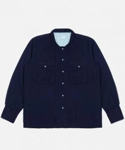 Universal Works - Treck Shirt In Indigo Herringbone Denim New