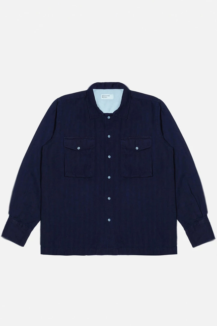 Universal Works - Treck Shirt In Indigo Herringbone Denim New 3 Universal Works - Treck Shirt In Indigo Herringbone Denim New
