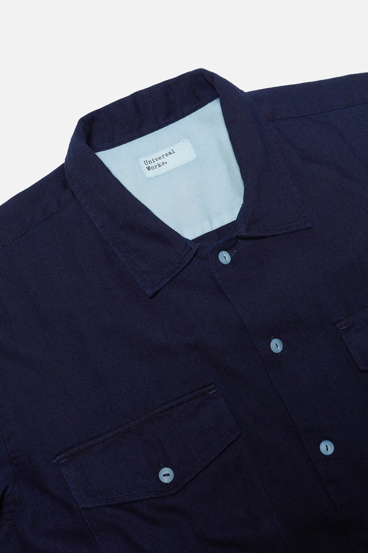 Universal Works - Treck Shirt In Indigo Herringbone Denim New 4 Universal Works - Treck Shirt In Indigo Herringbone Denim New
