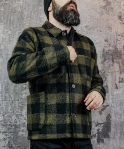 Universal Works - Lumber Jacket In Olive Checked Wool Fleece Outerwear&jackets