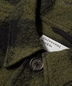 Universal Works - Lumber Jacket In Olive Checked Wool Fleece Outerwear&jackets