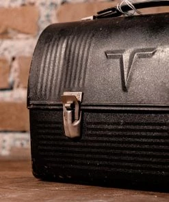 Antiques 1950's American Thermos Co. Black Metal Worker Lunch Box Norwich Conn. USA Antiques&Collectibles