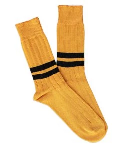 The Rugged Society Socks Heritage9.1 - 1960 Mustard - Double Black Stripe