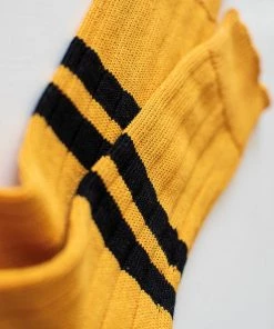 The Rugged Society Socks Heritage9.1 - 1960 Mustard - Double Black Stripe