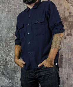 Shirts&Overshirts Universal Works - Worker Shirt In Navy Hudson Cotton