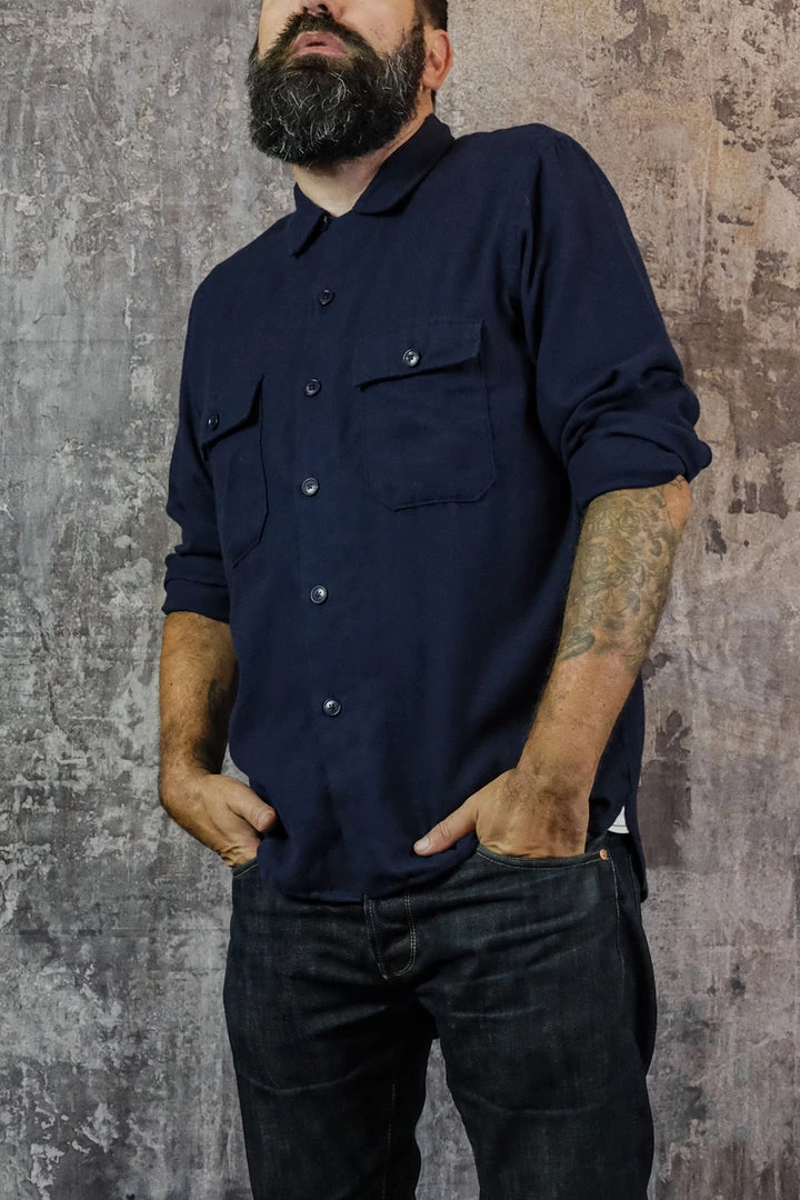 Shirts&Overshirts Universal Works - Worker Shirt In Navy Hudson Cotton 3 Shirts&Overshirts Universal Works - Worker Shirt In Navy Hudson Cotton