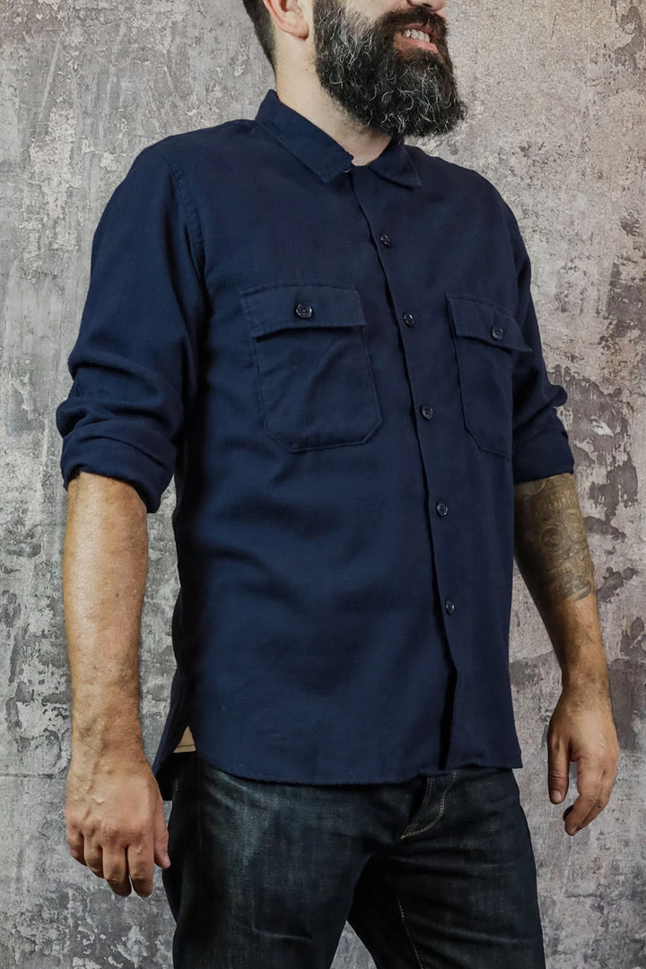 Shirts&Overshirts Universal Works - Worker Shirt In Navy Hudson Cotton 4 Shirts&Overshirts Universal Works - Worker Shirt In Navy Hudson Cotton