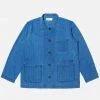 Universal Works Bakers Overshirt/Jacket In Washed Indigo Herringbone Denim 1 Universal Works Bakers Overshirt/Jacket In Washed Indigo Herringbone Denim