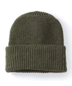 Peregrine - Porter Ribbed Beanie In Olive Knitwear